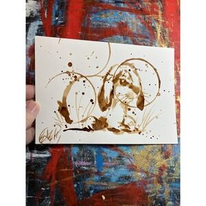Coffee Bunny Rabbit Original Painting Art Home Decor Animals Artwork Artettina‎